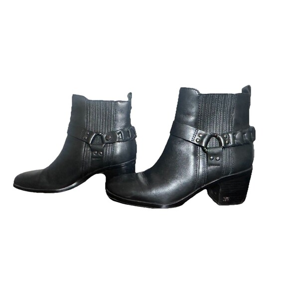 Sam Edelman Dalma Black Leather Studded Harness Chelsea Ankle Boots Women 8 - Picture 2 of 13